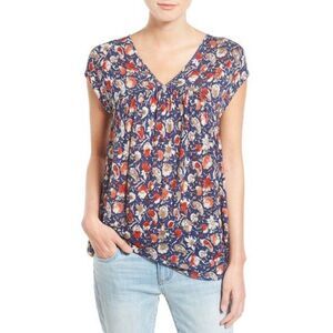 Lucky Brand Floral Print Babydoll Top (M)